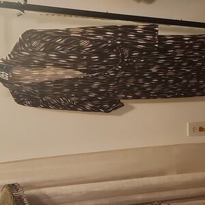 Elegant Brown and White Patterned Dress